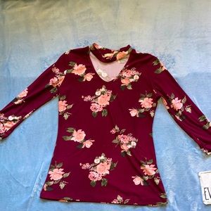 Maroon floral blouse